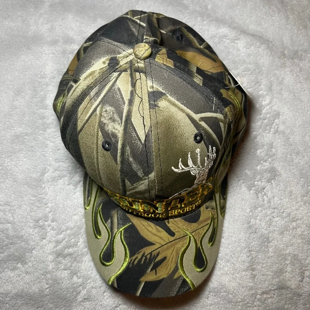 Hunter Outdoor Sports Camo Flame Embroidered Hat Adjustable Baseball Cap NEW